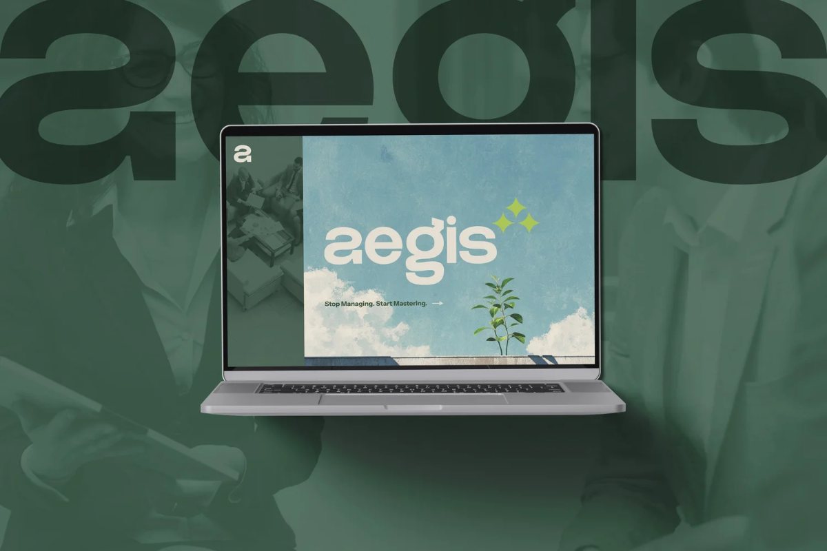 Aegis financial website on a laptop