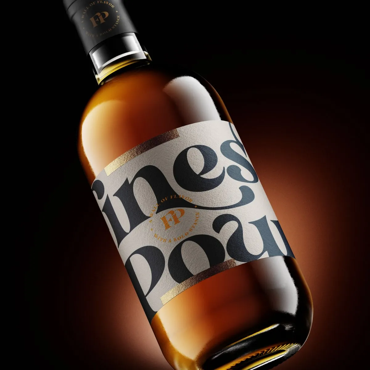 Finest Pour whiskey bottle and label on black
