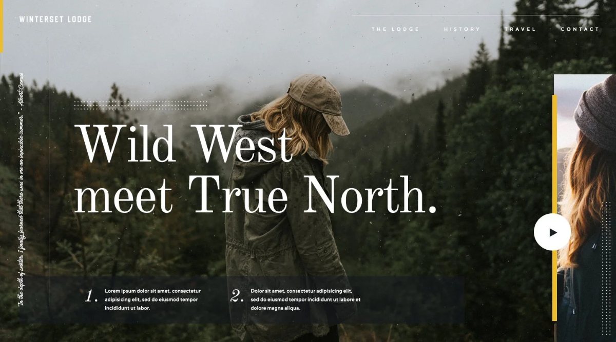 Winterset Lodge homepage reading Wild West meets True North